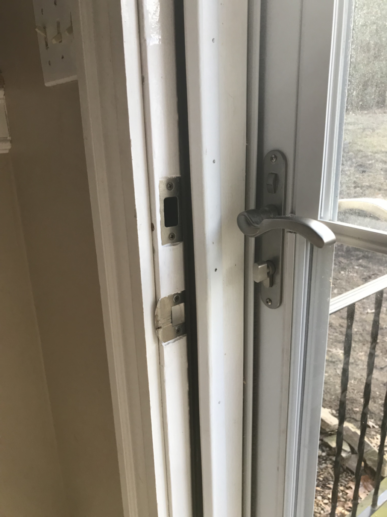 split door jamb section repaired with a new piece